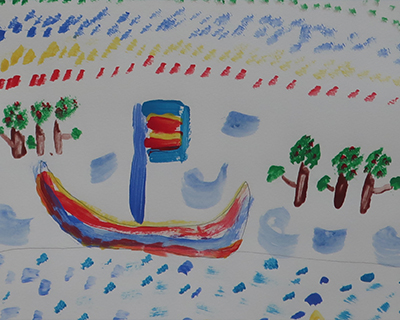 childrens artwork fishing boats collioure