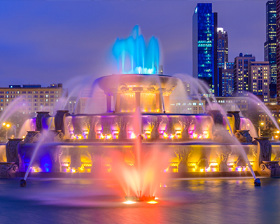 chicago fountain water and light show