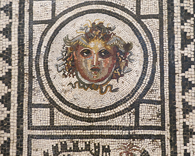 head of medusa mosaic pompeii naples museum