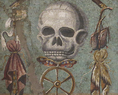 death head mosaic pompeii naples museum