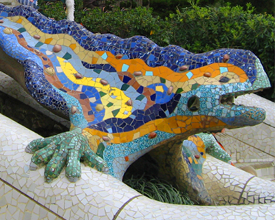 barcelona mosaic dragon park guell