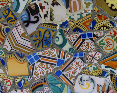 barcelona gaudi park guell tile mosaic