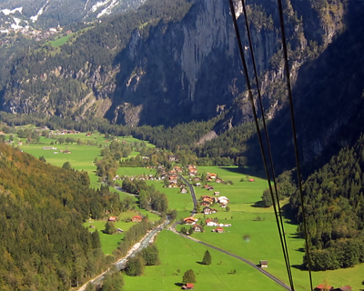 view from cable car lauterbrunnen valley switzerland